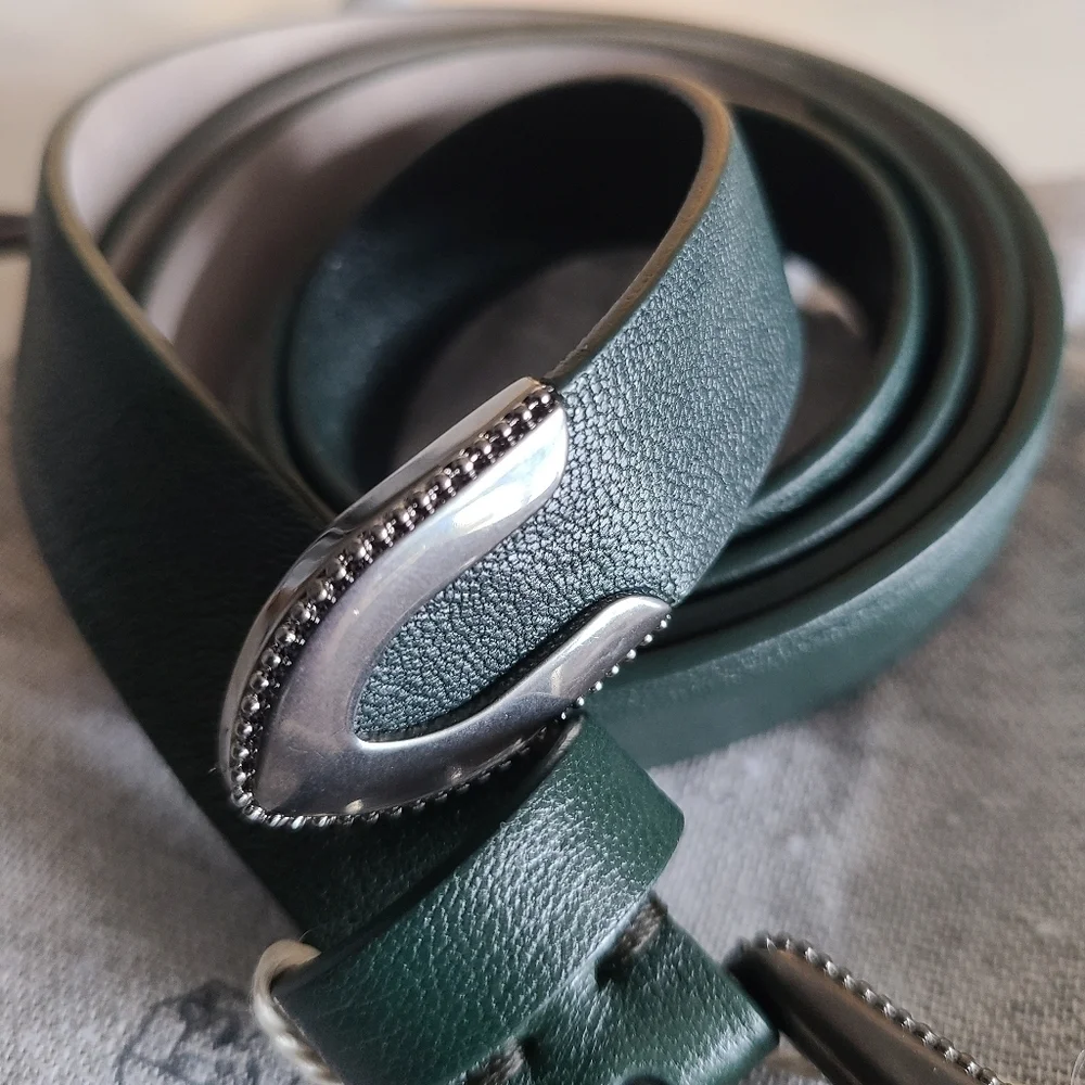 Brunello Cucinelli Leather Belt, Size Medium, Green, NWT